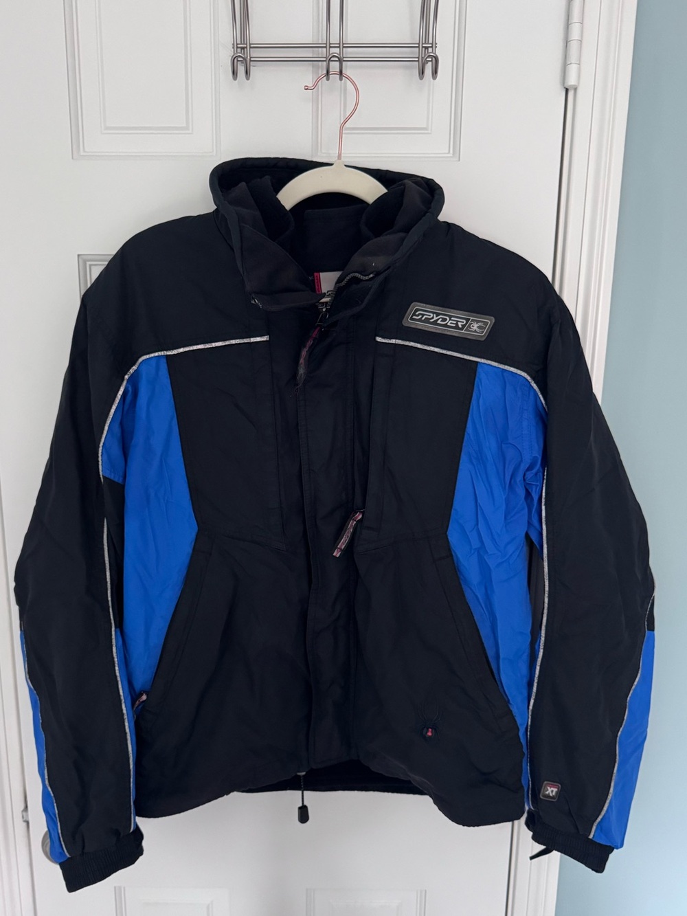 Retro Spyder Kids size 18 multilayer jacket 90s  black and blue XL ski snow coat